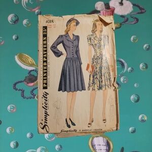 Vintage 1940s Simplicity Dress Pattern